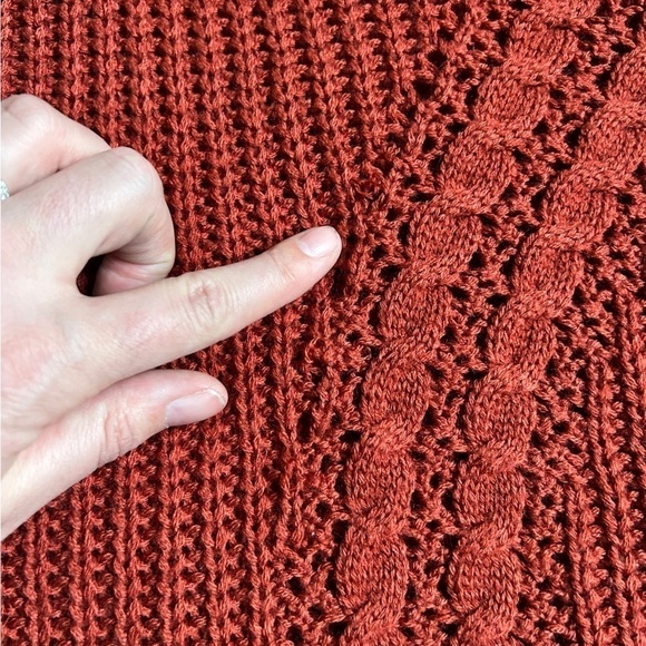 🦋 No Boundaries Burnt Orange Crew Neck Cross Back Sweater Fall Comfy Casual XL - Picture 7 of 8